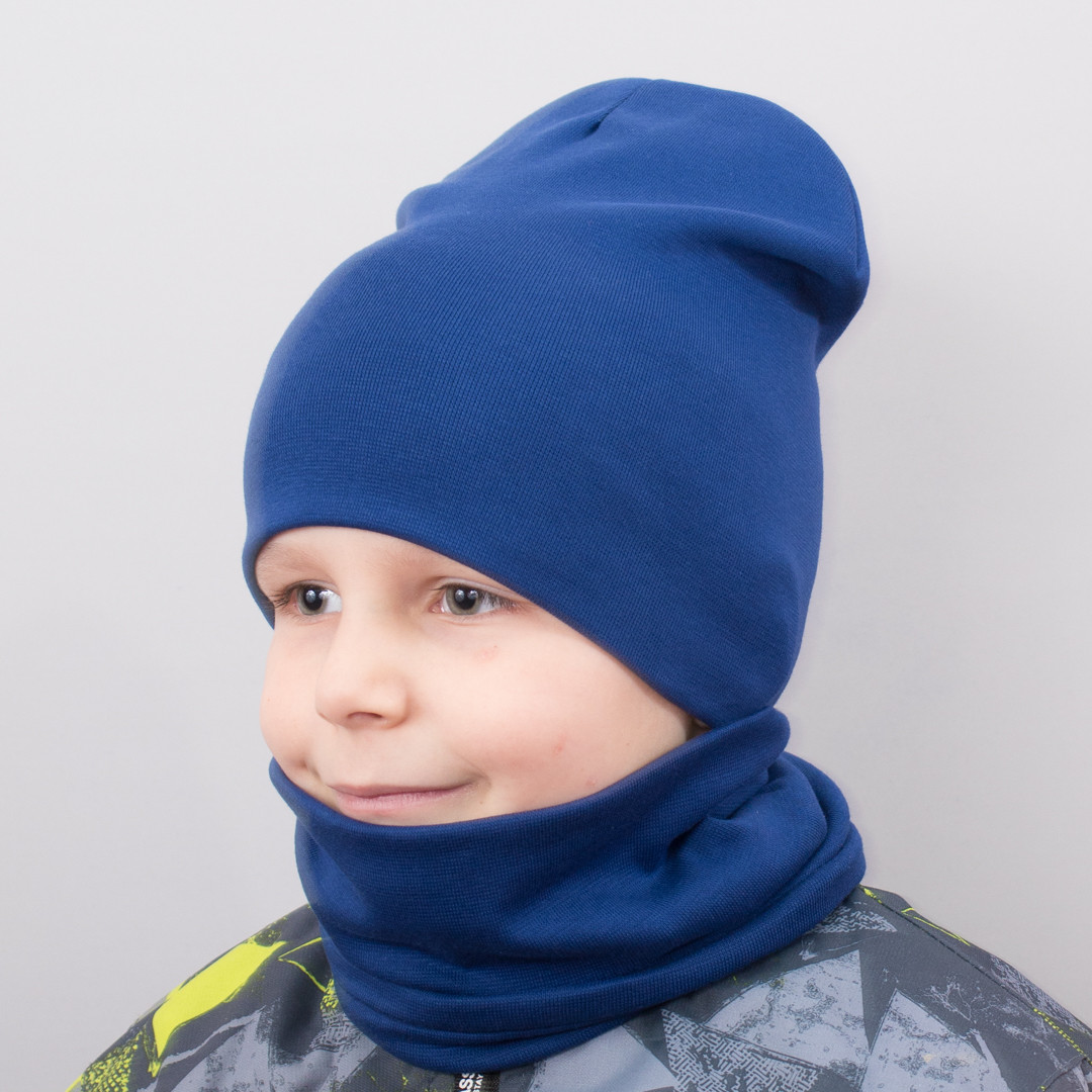 Дитяча шапка з хомутом КАНТА розмір 52-56 синій (OC-241)