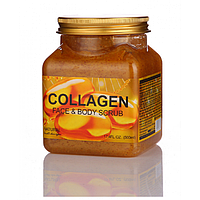 Натуральний скраб для обличчя і тіла Wokali Collagen Natural Scrub з колагеном 500 мл