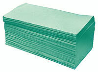 Бумажные полотенца листовые макулатурные V (ZZ) сложение однослойные зеленые, 150 листов