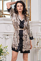 Шелковый халат женский на пуговицах Penelopa 3697 Mia-Amore