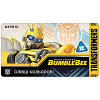 Карандаши цветные трёхгранные Kite Transformers BumbleBee Movie TF19-058, 12 шт., мет. пенал