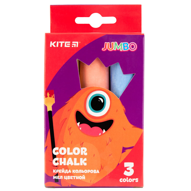 Крейда кольоровий Kite Jumbo, 3 кольори, Kite Jolliers К19-077