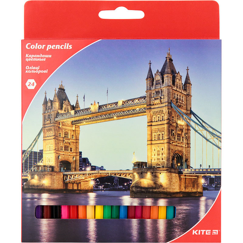 K17-055-2 Олівці кольорові Kite "Міста", 24 кольору