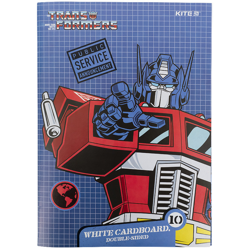 Картон белый Kite Transformers TF21-254, А4, 10 листов, папка - фото 1 - id-p1353952784