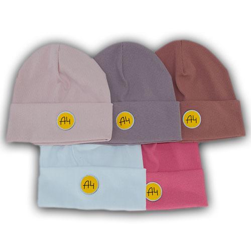 Одинарная трикотажная шапка для девочек A4 Одинарная трикотажная шапка для девочек A4