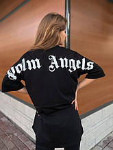 Жіноча футболка оверсайз Palm Angels повсякденна бавовняна палм ангелс чорна