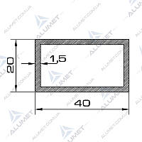 Труба алюмінієва 40х20х1.5 мм прямокутна без покриття