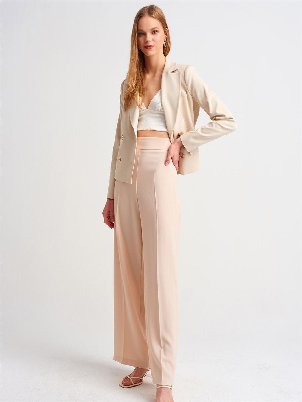 7535 Брюки високі літо beige