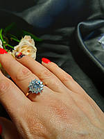 Серебряное кольцо со вставками золота и фианита Jakarta-10 размер:16.5;17;