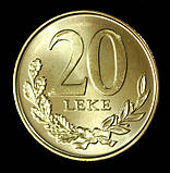 Монета Албанії 20 лек 2000-16 рр. Античне мореплавлення, фото 2
