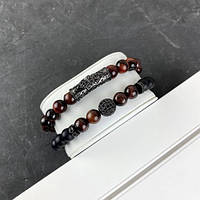 2B Rich Bracelet Sphere 8 mm, 19 cm Black-Red