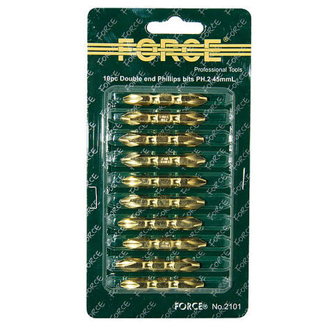 Набір біт хрестових Force 2101 Philips, двосторонні РН.2, L=45 мм, 10 пр., фото 1