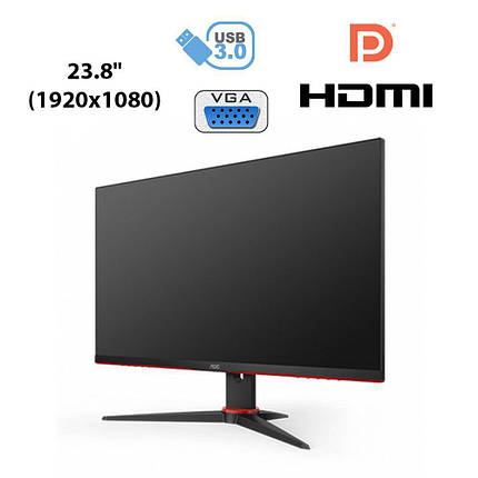 Монітор AOC 24G2U/BK/ 23.8" (1920x1080) IPS W-LED/HDMI, DP, VGA, 2x Audio Ports, USB-Hub/Вбудовані, фото 2