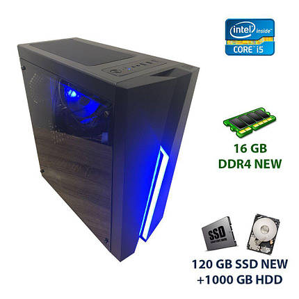 Aerocool Bolt Tower / Intel Core i5-6400 (4 ядра по 2.7 - 3.3 GHz) / 16 GB DDR4 NEW / 120 GB SSD NEW+1000 GB, фото 1