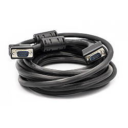 Відео кабель PowerPlant VGA-VGA Double ferrites 5м, Black