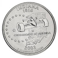 США 25 центов (квотер) 2002 P «Штаты и территории - Индиана» UNC (KM#334)