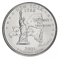 США 25 центов (квотер) 2001 D «Штаты и территории - Нью-Йорк» UNC (KM#318)
