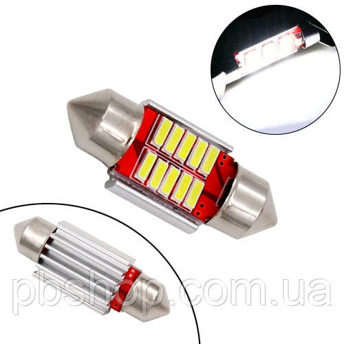 LED C5W C10W 31мм лампа в автомобіль, 10 SMD 4014, з обманкою Canbus, білий