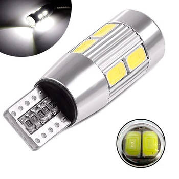 LED T10 W5W лампа в автомобіль 2шт, 10 SMD 5630, з обманкою Canbus, білий