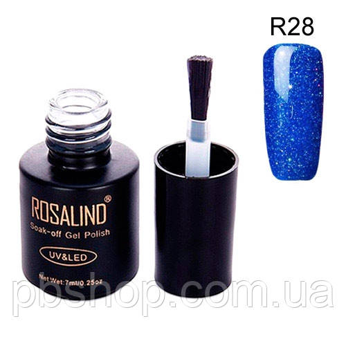 Гель-лак для нігтів манікюру 7мл Rosalind, шиммер, R28 синій