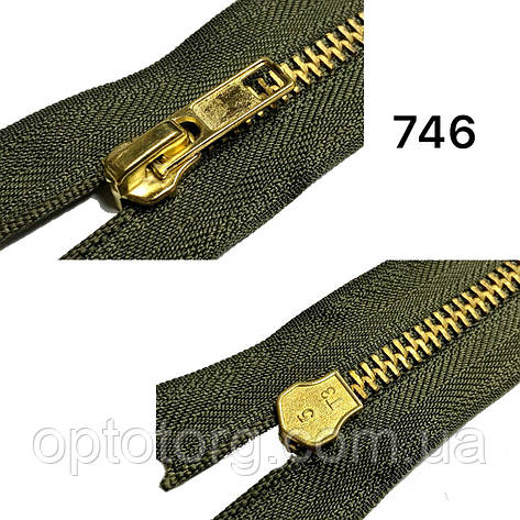 Блискавка металева джинсова Хакі з золотом 18см Тип5 автомат, фото 2