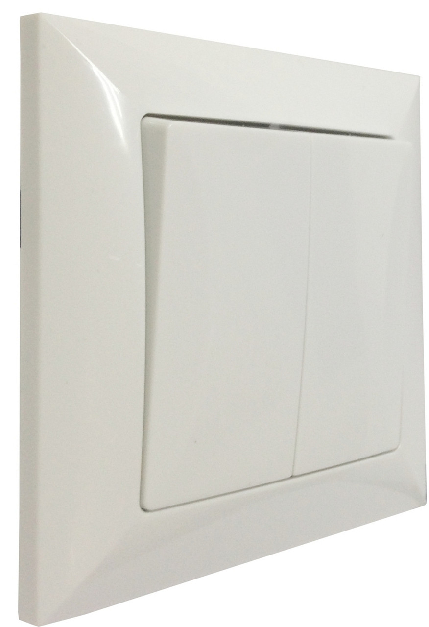 Вимикач двоклавішний білий 10А LUCCI ТМ LUMANO