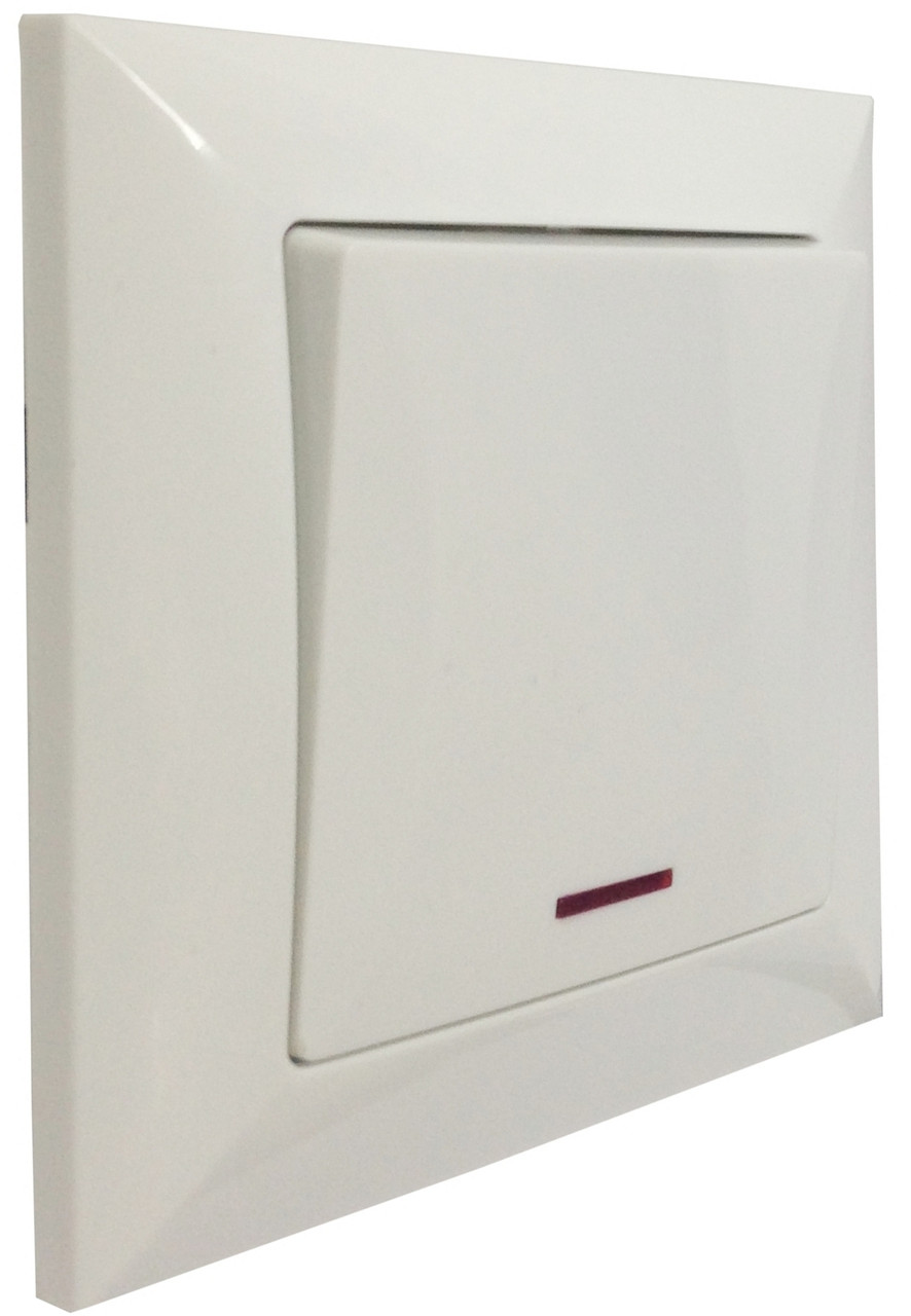 Вимикач 1 клавішний з підсвіткою білий 10А LUCCI ТМ LUMANO