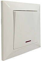 Вимикач 1 клавішний з підсвіткою білий 10А LUCCI ТМ LUMANO