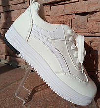 Кросівки білі на шнурках з кольоровою і білою п'ятою Meng Cheng
