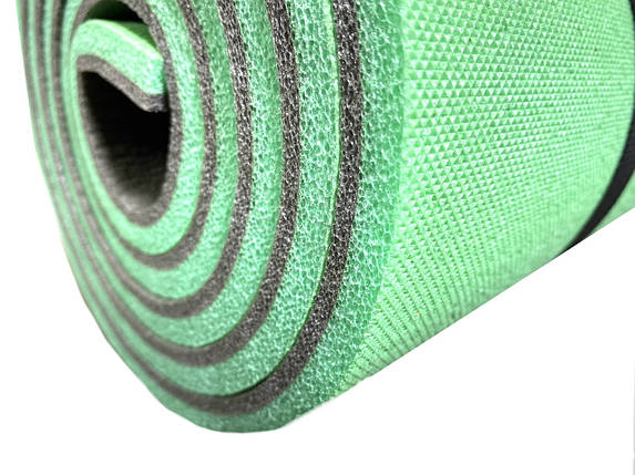 Килимок для йоги 1800×600×12мм, "Карпати" двошаровий, зелений/сірий, фото 2