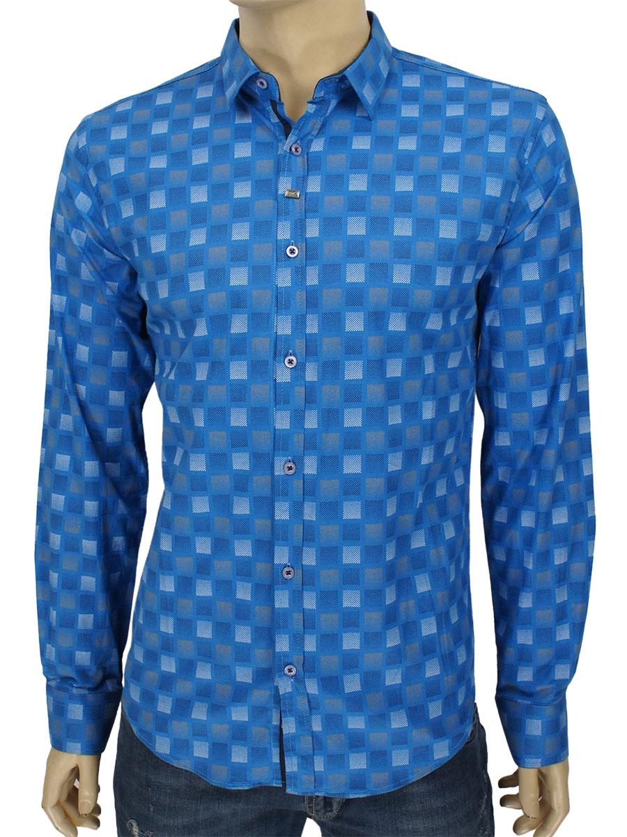 Стильна синя чоловіча сорочка Еnisse EGU 1343 ND 02, фото 1