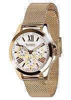 Женские модные часы Guardo S1599MR. Часы с браслетом миланкая петля Жёлтое золото с белым