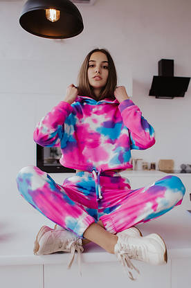 Худі Жіноче вкорочене Short Intruder Brand райдужне кофта толстовка кольорова, фото 3