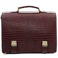 Портфель діловий місткий чоловічий з натуральної шкіри ручної роботи з плечовим ременем, фото 2