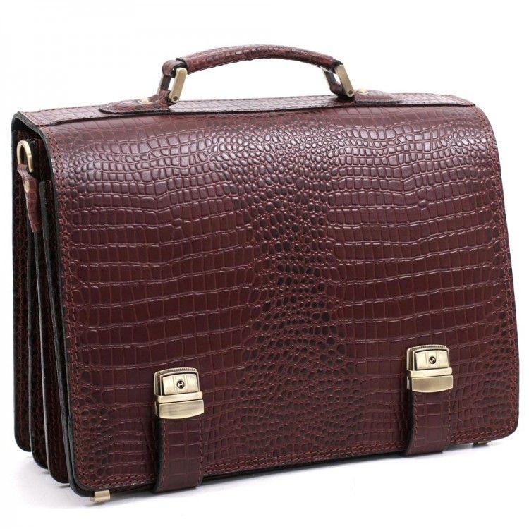 Портфель діловий місткий чоловічий з натуральної шкіри ручної роботи з плечовим ременем, фото 1