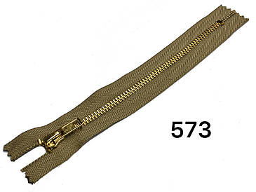 Блискавка металева джинсова Бежева з золотом 18см Тип5 автомат