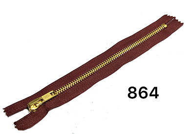 Блискавка металева джинсова Бордовий з золотом 18см Тип5 автомат