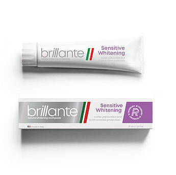 Зубна паста Brillante Sensitive Whitening профілактика карієсу 75 мл