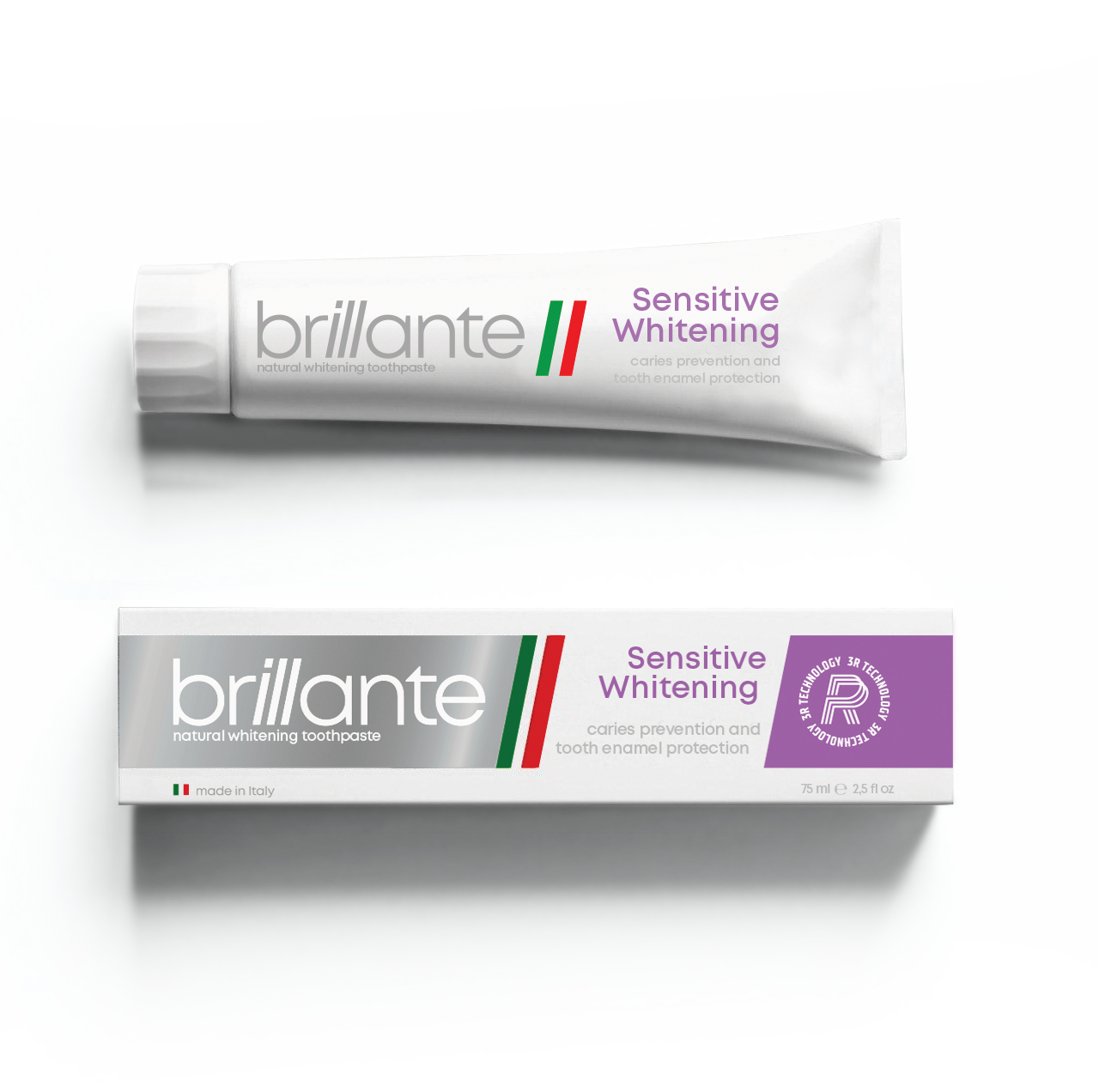 Зубна паста Brillante Sensitive Whitening профілактика карієсу 75 мл