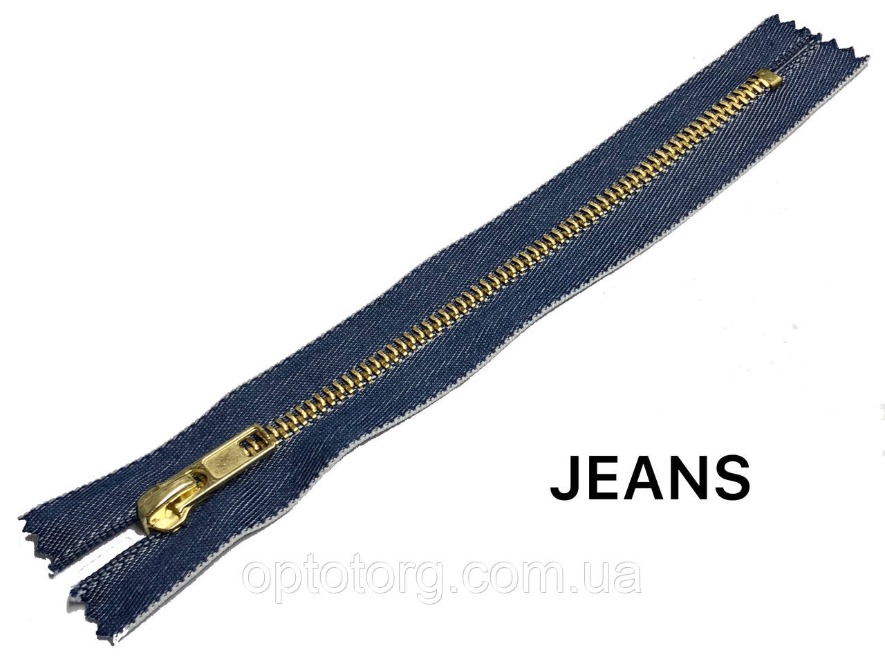 Блискавка металева джинсова Індиго з золотом 18см Тип5 автомат