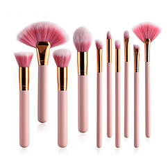 Набір якісних кистей для макіяжу, 10 шт. Професійні кисті для макіяжу.