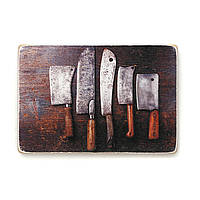 Деревянный постер "Винтажные ножи на деревянном фоне"