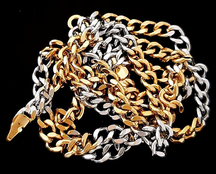 Ланцюжок Аthena. Сталь Позолота з лимонним відтінком + родій. Довжина: 50 см Товщина: 4 мм Плетіння: карт'є.