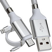 Шнур шнур для зарядки (шнур комп'ютерний) штекер USB А - штекер micro USB, магнітна намотування, 1м, білий