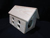 Деревянный домик без дна, для мелких и средних грызунов и других животных 24х15х17 см