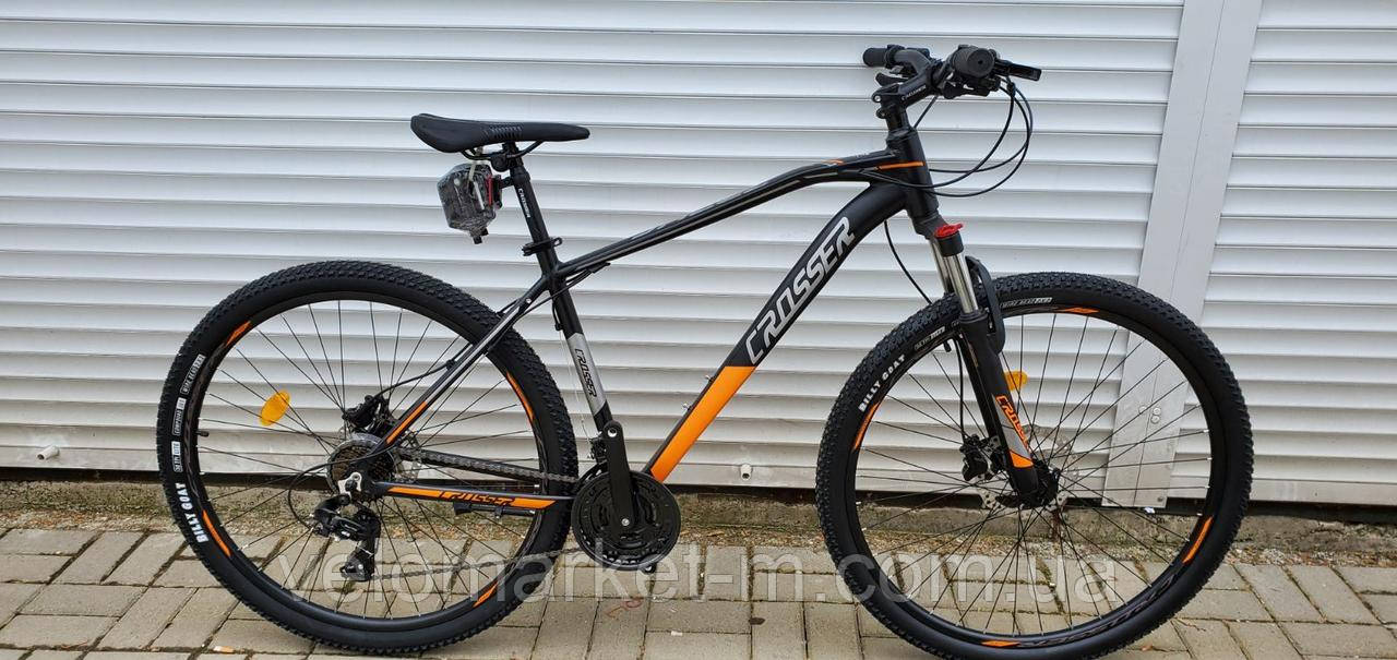 Велосипед 29" Crosser Jazz 19" (Hidraulic LTWOO) чорно-жовтогарячий, фото 1