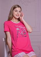 Піжама жіноча шорти і футболка, склад 100% бавовна, 2 кольори, розмір 46 виробництво Україна