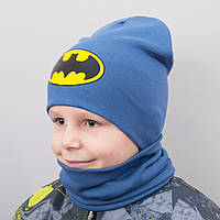 Дитяча шапка з хомутом КАНТА "Batman" розмір 52-56 синій (OC-178)