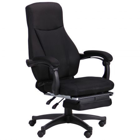 Компьютерное кресло черное tilt Smart на колесах с подлокотниками и выдвижной подставкой для ног AMF - фото 1 - id-p1381198922