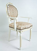 Стілець обідній дерев'яний з підлокітниками в класичному стилі для вітальні колір білий Генуя-К OLB